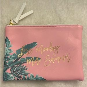 Pink zippered cosmetic or stationary pouch